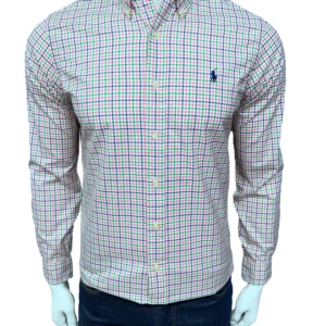 RL Classic Fit Poplin Pink/Blue Check Shirt
